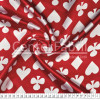 Tecido Cetim Estampado Naipes Baralho Fdo Vermelho Larg. 1,47mt 100% Poliester 78gr/m2 - 1