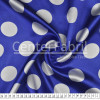 Tecido Cetim Estampado Bola Branca Gd Fdo Azul Royal Larg. 1,47mt 100% Poliester 78gr/m2 - 1