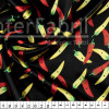 Tecido Cetim Estampa Pimentas Fundo Preto Larg. 1,47mt 100% Poliester 78gr/m2 - 2