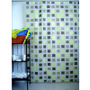 Cortina para Box em PVC  - Quadrados Marrons e Verdes - 178x198cm - Komlog - 1